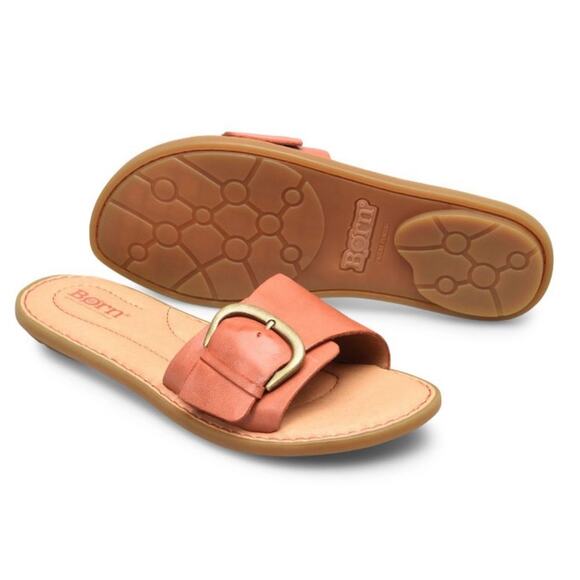 NIB Born Miarra Orange 7M 38 Big Buckle Slide Sandals - Picture 10 of 11